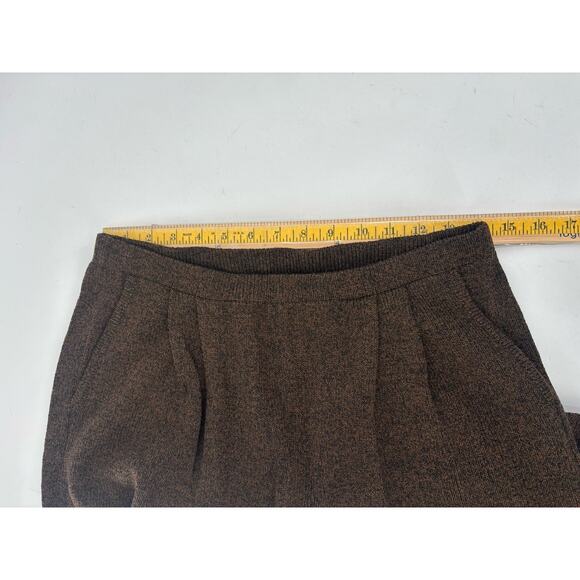 Helen HSU Vintage Pants Womens Large Brown Knit Pleated Pockets 80s 90s Straight - Picture 11 of 14